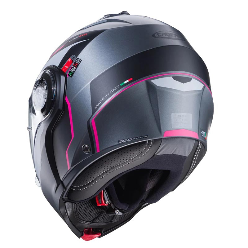 Casco Caberg duke evo Move matt gun metal/black/fucsia