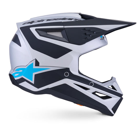 Casco Alpinestars S-M3 Heat Plateado / Azul / Negro Mate