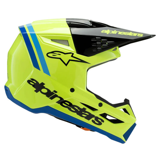 Casco Alpinestars Juvenil S-M3 Radium Amarillo Flúor / Negro / Azul Brillante