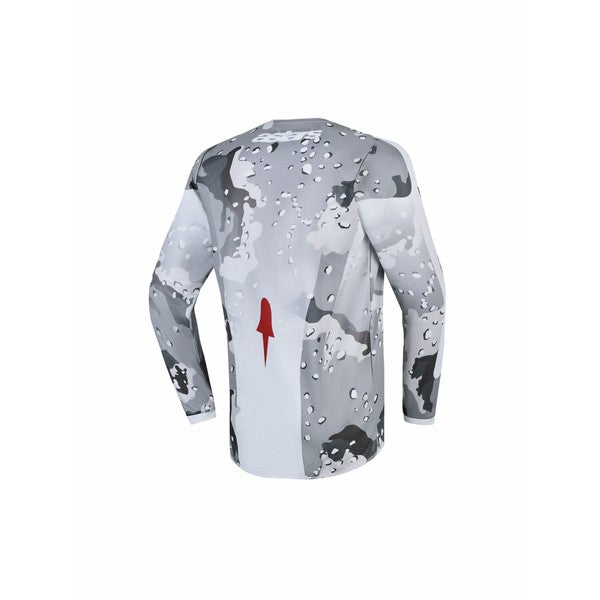 Jersey Alpinestars Juvenil Fluid Lone Gris Camo / Blanco / Fire Red