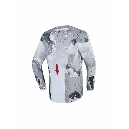 Jersey Alpinestars Juvenil Fluid Lone Gris Camo / Blanco / Fire Red