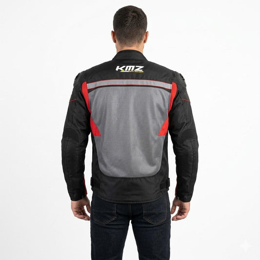 Chaqueta Moto Calle Mesh Gris/Rojo KMZ