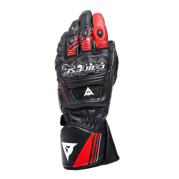 Guante Dainese Druid 4 Cuero Negro / Rojo Lava / Blanco