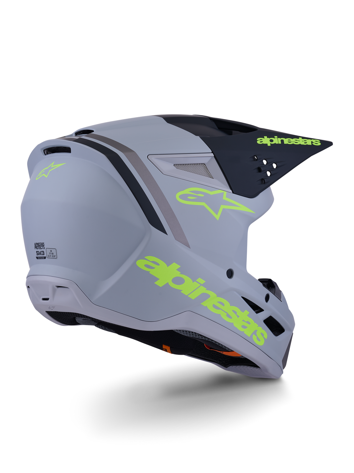 Casco Alpinestars S-M3 Radium Gris / Negro / Amarillo Flúor Mate - vista 4