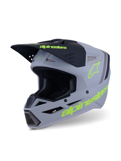 Casco Alpinestars S-M3 Radium Gris / Negro / Amarillo Flúor Mate - vista 3