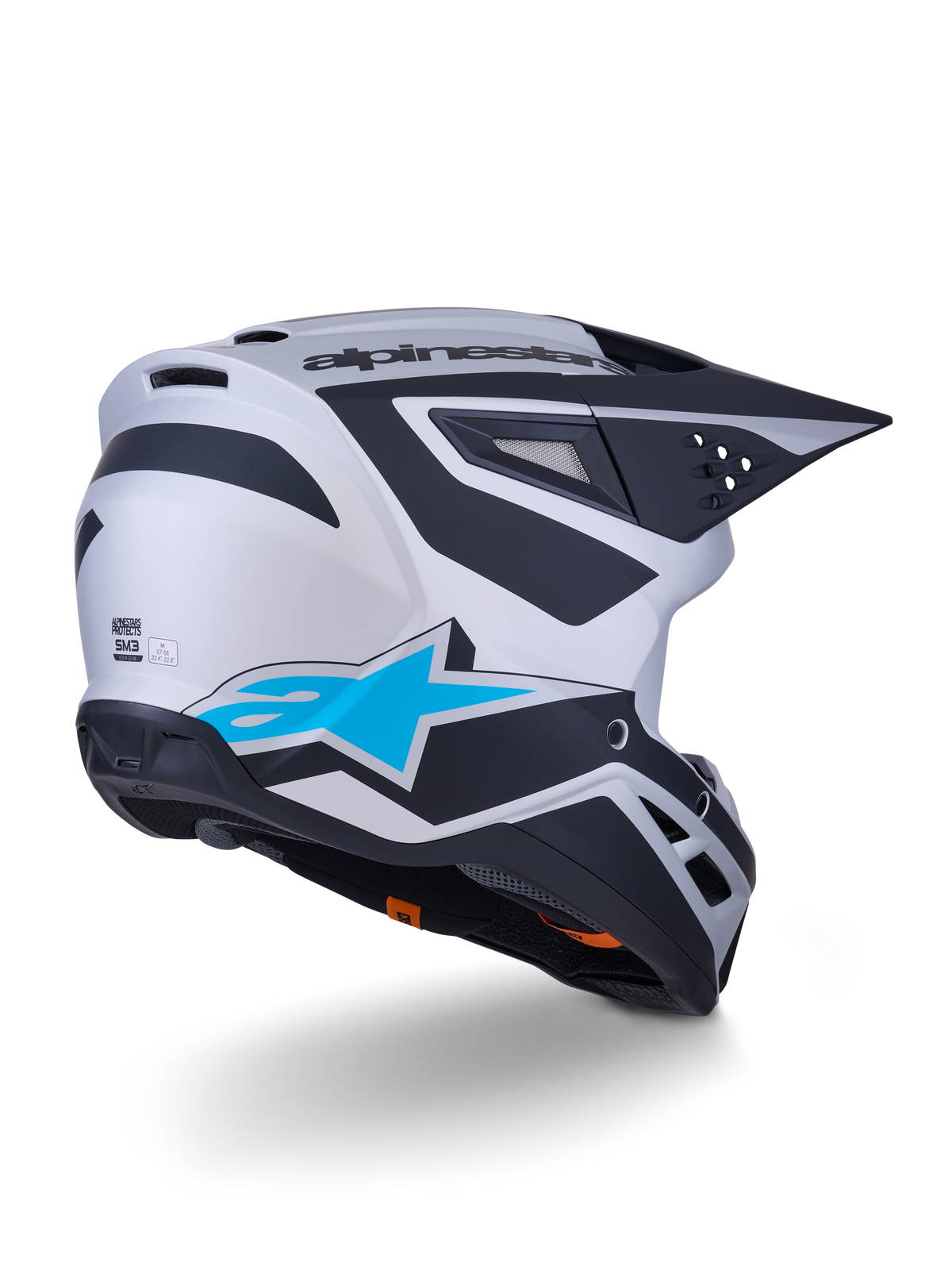 Casco Alpinestars S-M3 Heat Plateado / Azul / Negro Mate - vista 3