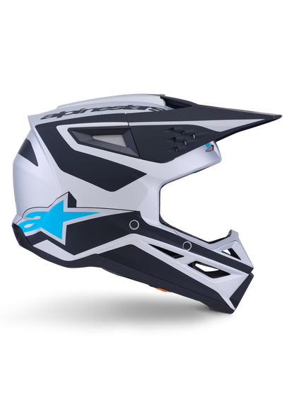 Casco Alpinestars S-M3 Heat Plateado / Azul / Negro Mate