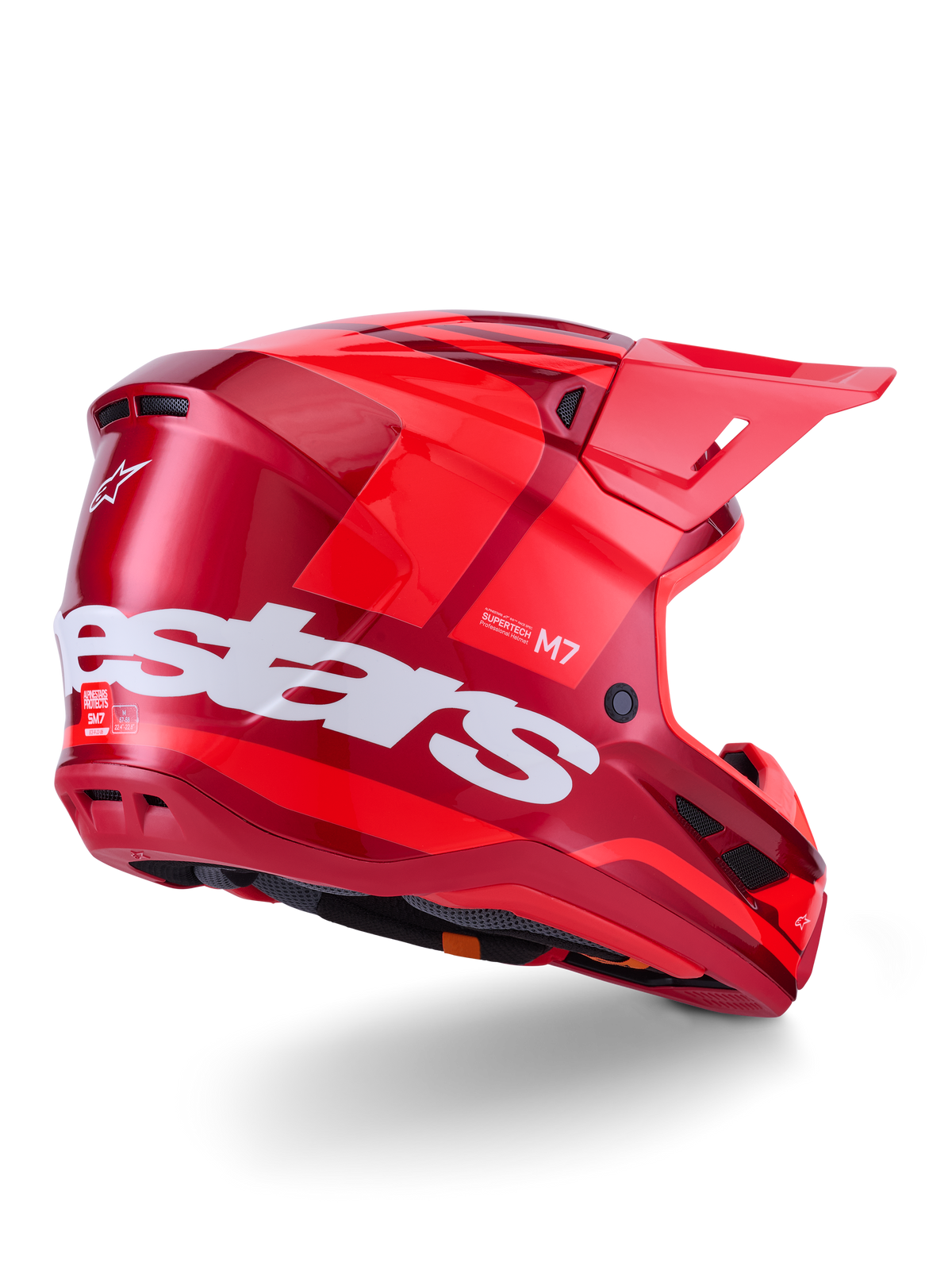 Casco Alpinestars S-M7 Core Rojo vista posterior