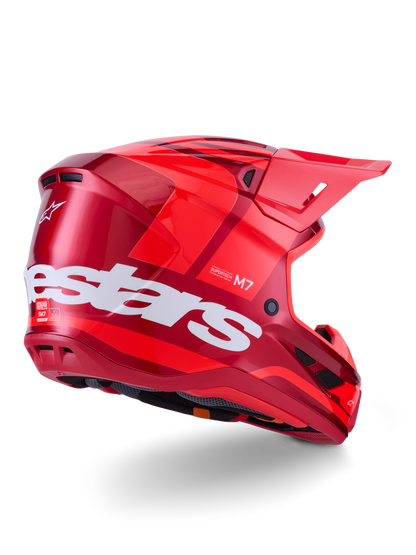 Casco Alpinestars S-M7 Core Rojo vista posterior