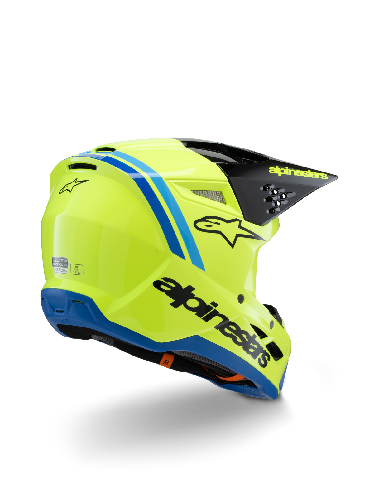 Casco Alpinestars Juvenil S-M3 Radium Amarillo Flúor / Negro / Azul Brillante - vista 3