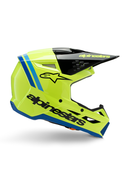 Casco Alpinestars Juvenil S-M3 Radium Amarillo Flúor / Negro / Azul Brillante