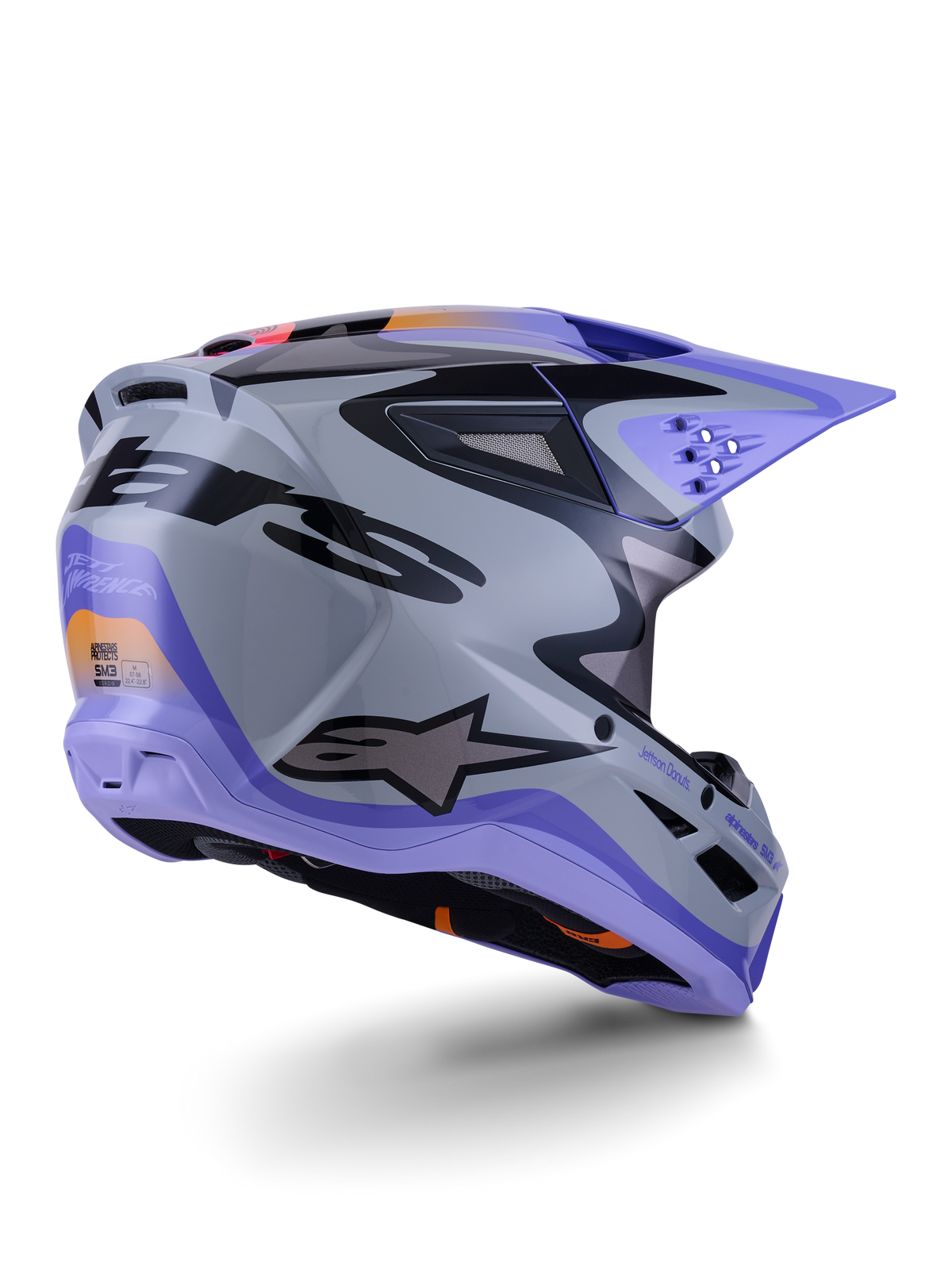 Casco Alpinestars S-M3 Jettson Gris / Morado / Negro Brillante - vista 3