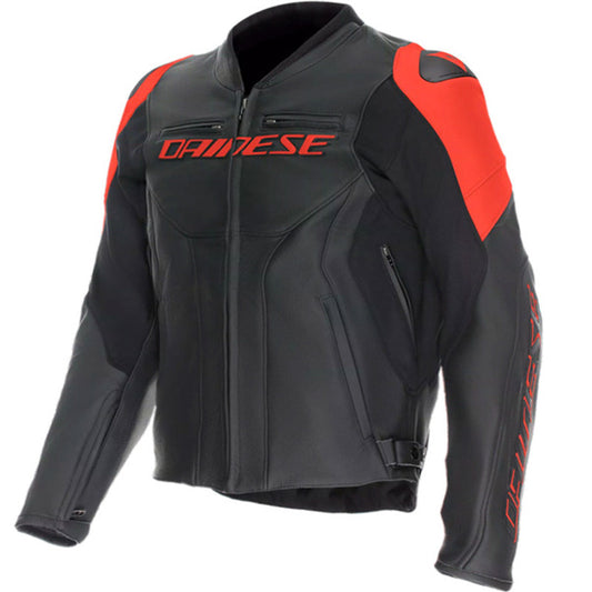 Chaqueta Dainese Racing 5 Perforada Negro / Negro / Rojo Fluor