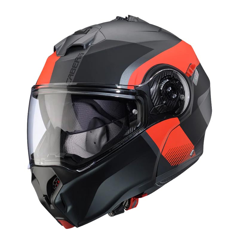 Casco Caberg duke evo Indy matt gun metal/red fluor/black