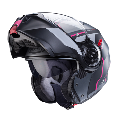 Casco de Moto Abatible Caberg DUKE EVO mOVE mATT GUN METAL/BLACK/FUCSIA