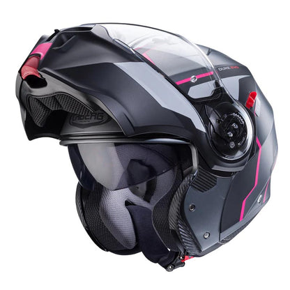 Casco Caberg duke evo Move matt gun metal/black/fucsia