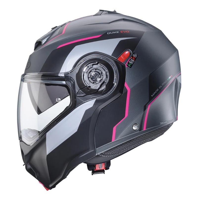 Casco Caberg duke evo Move matt gun metal/black/fucsia