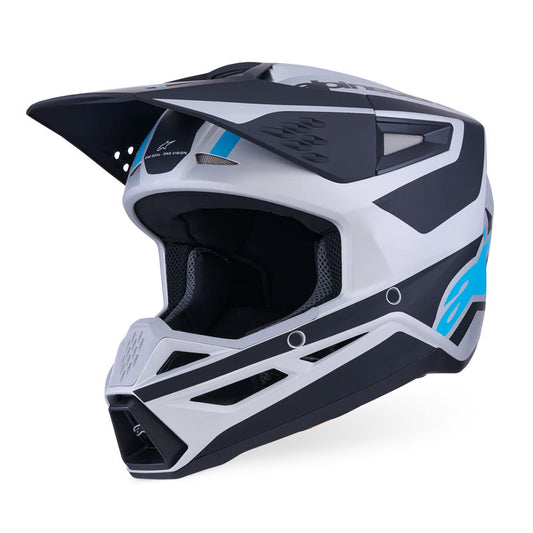 Casco Alpinestars S-M3 Heat Plateado / Azul / Negro Mate