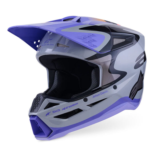 Casco Alpinestars S-M3 Jettson Gris / Morado / Negro Brillante
