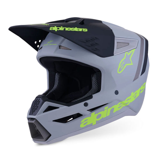 Casco Alpinestars S-M3 Radium Gris / Negro / Amarillo Flúor Mate