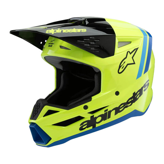 Casco Alpinestars Juvenil S-M3 Radium Amarillo Flúor / Negro / Azul Brillante