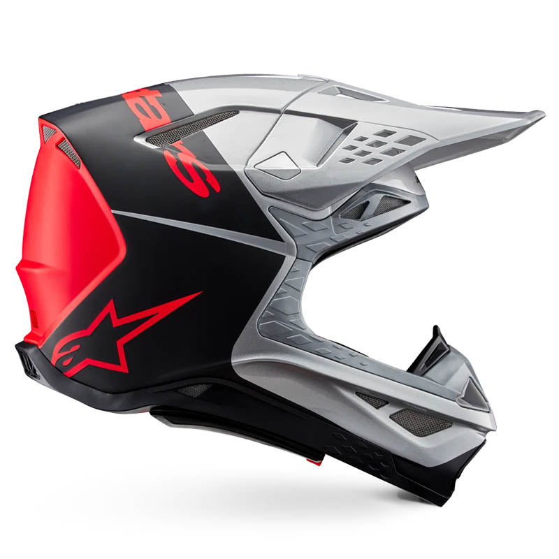 Casco ALPINESTARS Supertech S-M10 Plateado/ Negro/ Naranjo Fluor