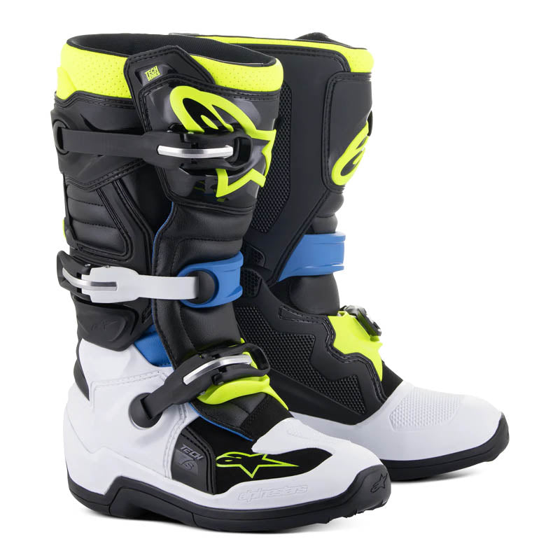 Botas Alpinestars Tech 7s Negro/ Azul/ Amarillo Fluor Junior