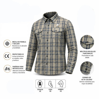 Chaqueta Moto Calle Men Flannel II Beige KMZ