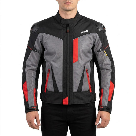 Chaqueta Moto Calle Mesh Gris/Rojo KMZ