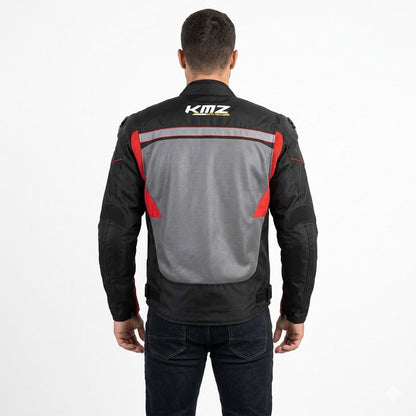 Chaqueta Moto Calle Mesh Gris/Rojo KMZ