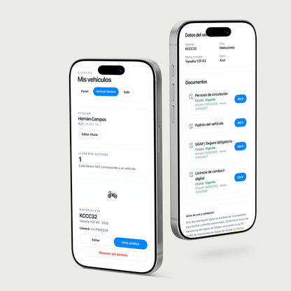Llavero NFC + Cuenta Digital Anual para Documentos Vehiculares