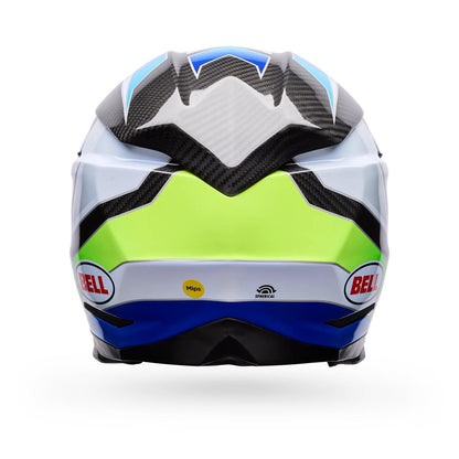 Casco Moto Moto-10 Spherical Grid Blanco/Azul Bell