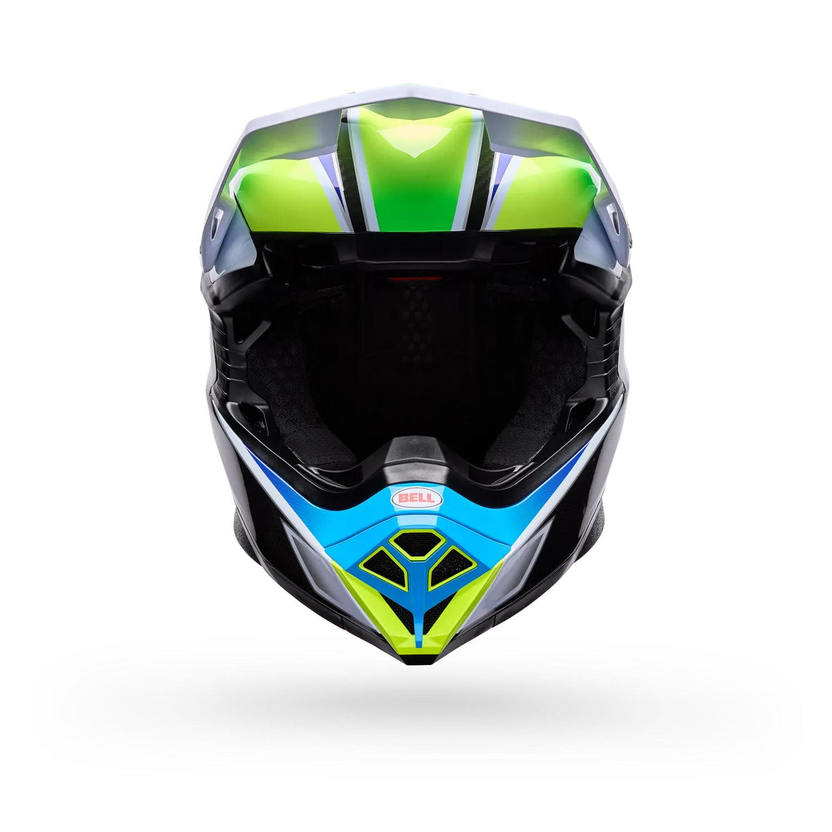 Casco Moto Moto-10 Spherical Grid Blanco/Azul Bell